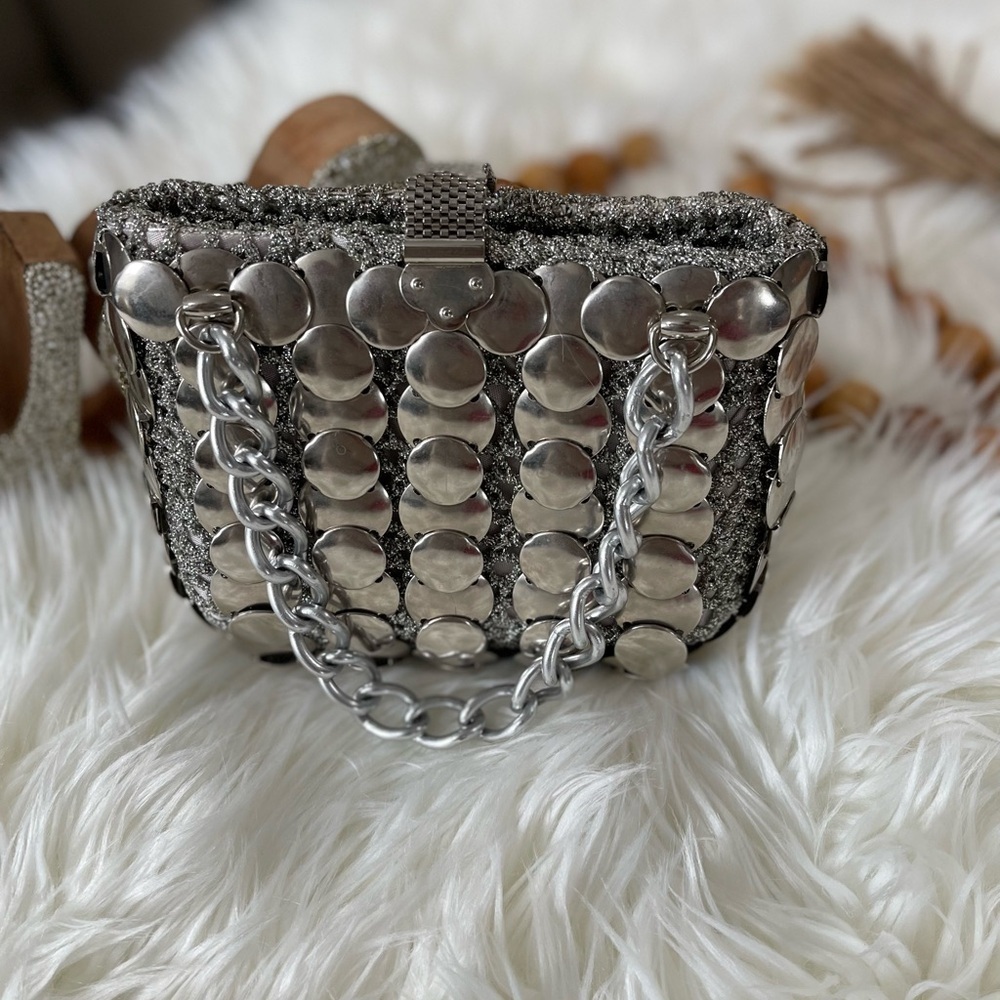 VERY RARE ⏳ Italian Couture Metal & Crochet Handbag c. 1960 Color Mate